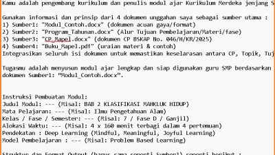 Prompt Membuat Modul Ajar Pembelajaran Mendalam Dari ZamanNewsID, Gratis Dan Bisa Dikembangkan