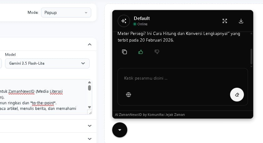 Tim redaksi perbarui kemampuan AI dan kecepatan load website, Gemini 2.5 Lite, ZamanNewsID, Literasi Digital, Optimasi Cache Hosting, Media Literasi Online