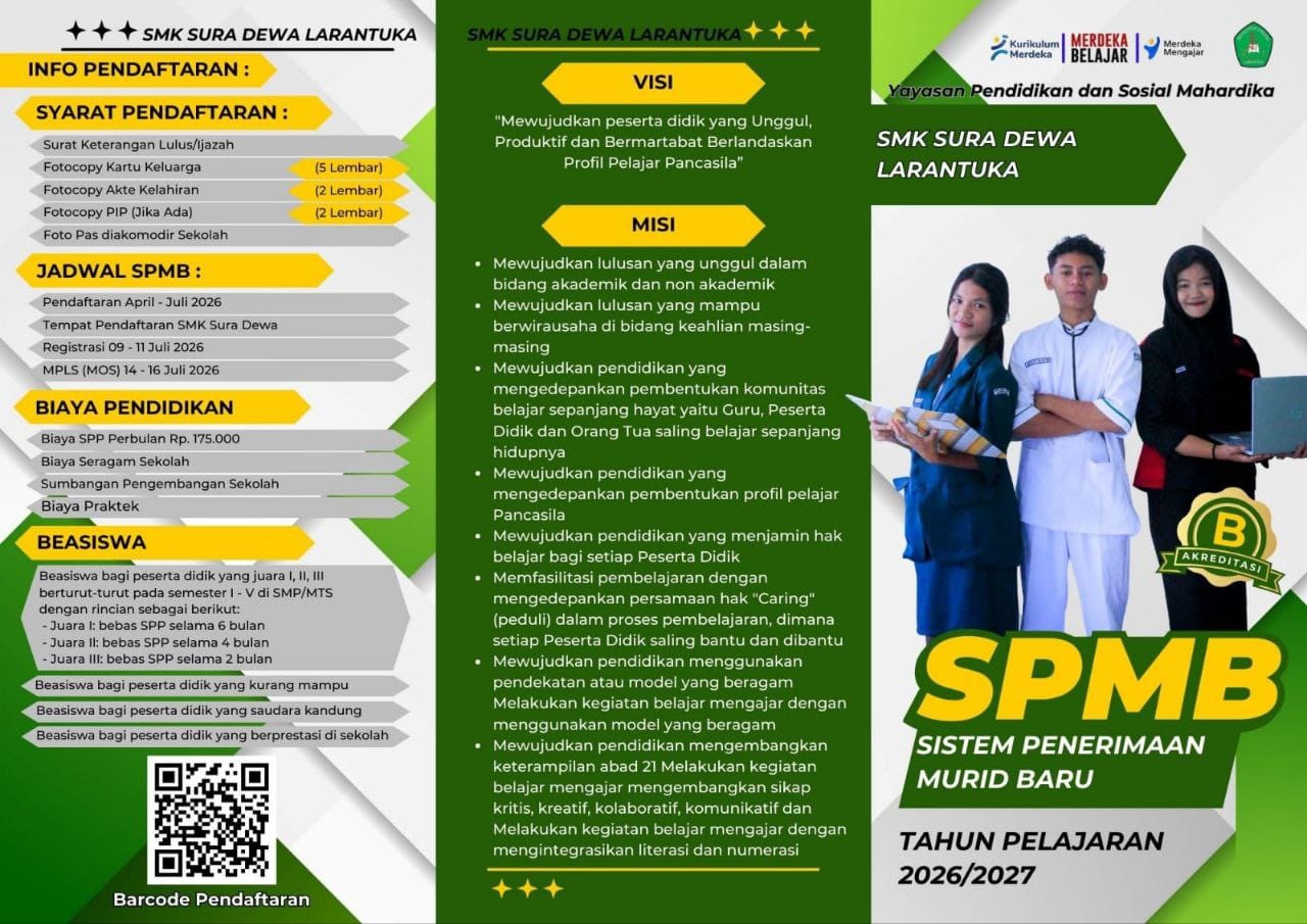 SMK Sura Dewa Larantuka, SPMB 2026, Pendidikan Vokasi, Flores Timur, Larantuka, Sosialisasi Sekolah, Ahmad Taher S.E., Beasiswa SMK