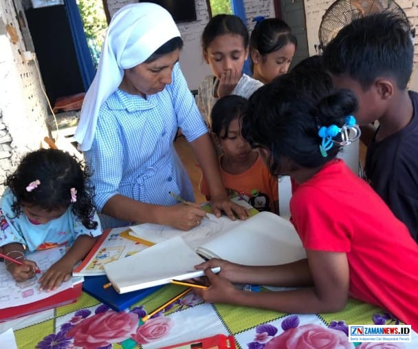 Nara Eban, Desa Bantala, Suster Ines, Seni Lukis Abstrak, Pendidikan Karakter, Kreativitas Anak, Maria Bunda Berbelaskasih, Ketekunan Belajar