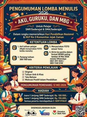 Hari Pendidikan Nasional 2026, Komunitas Jejak Zaman, Literasi Pelajar Indonesia, Lomba Menulis Nasional, Forum TBM Flores Timur, Kompetisi Menulis Siswa